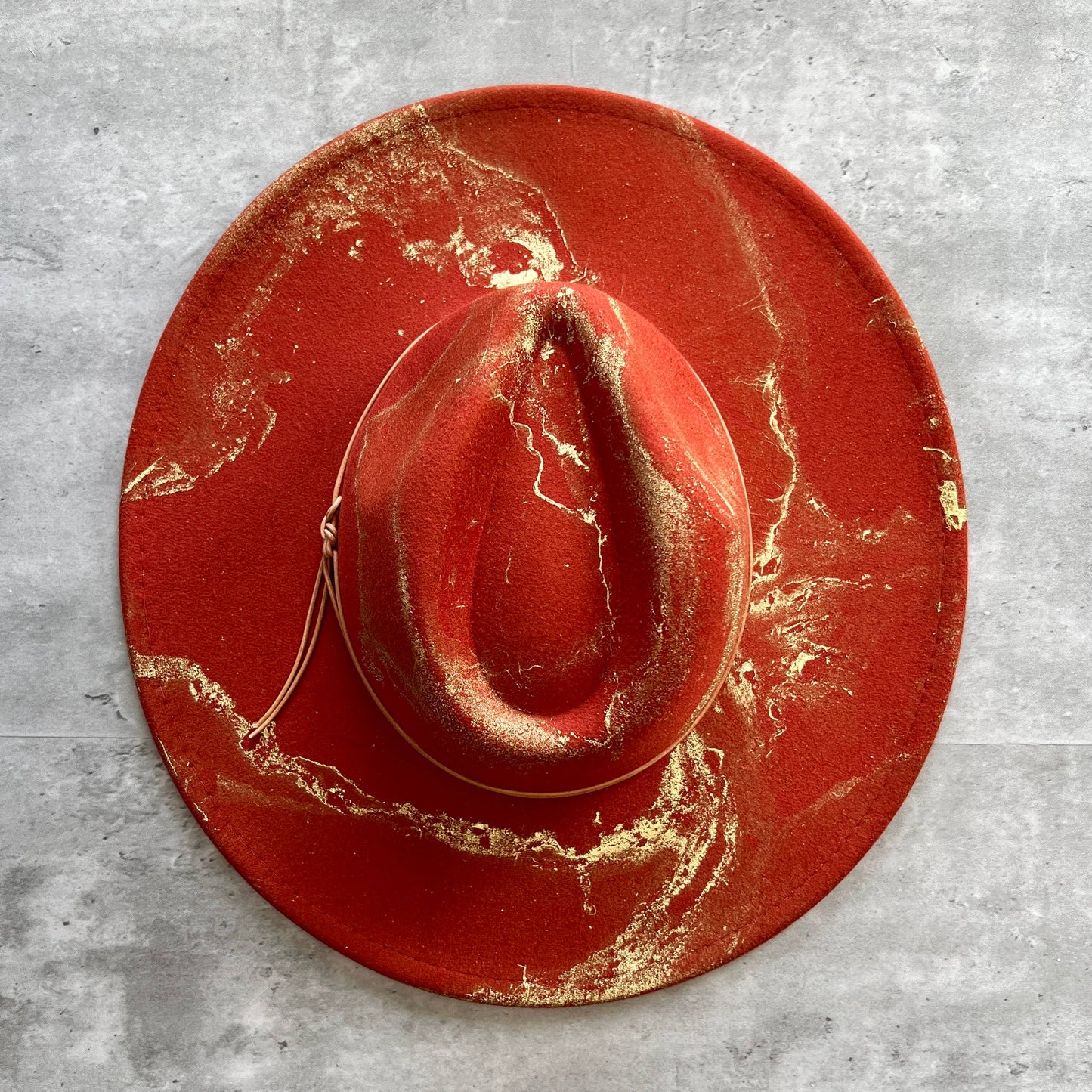 Gold Marbled Wide Brim Rancher Hat: Navy