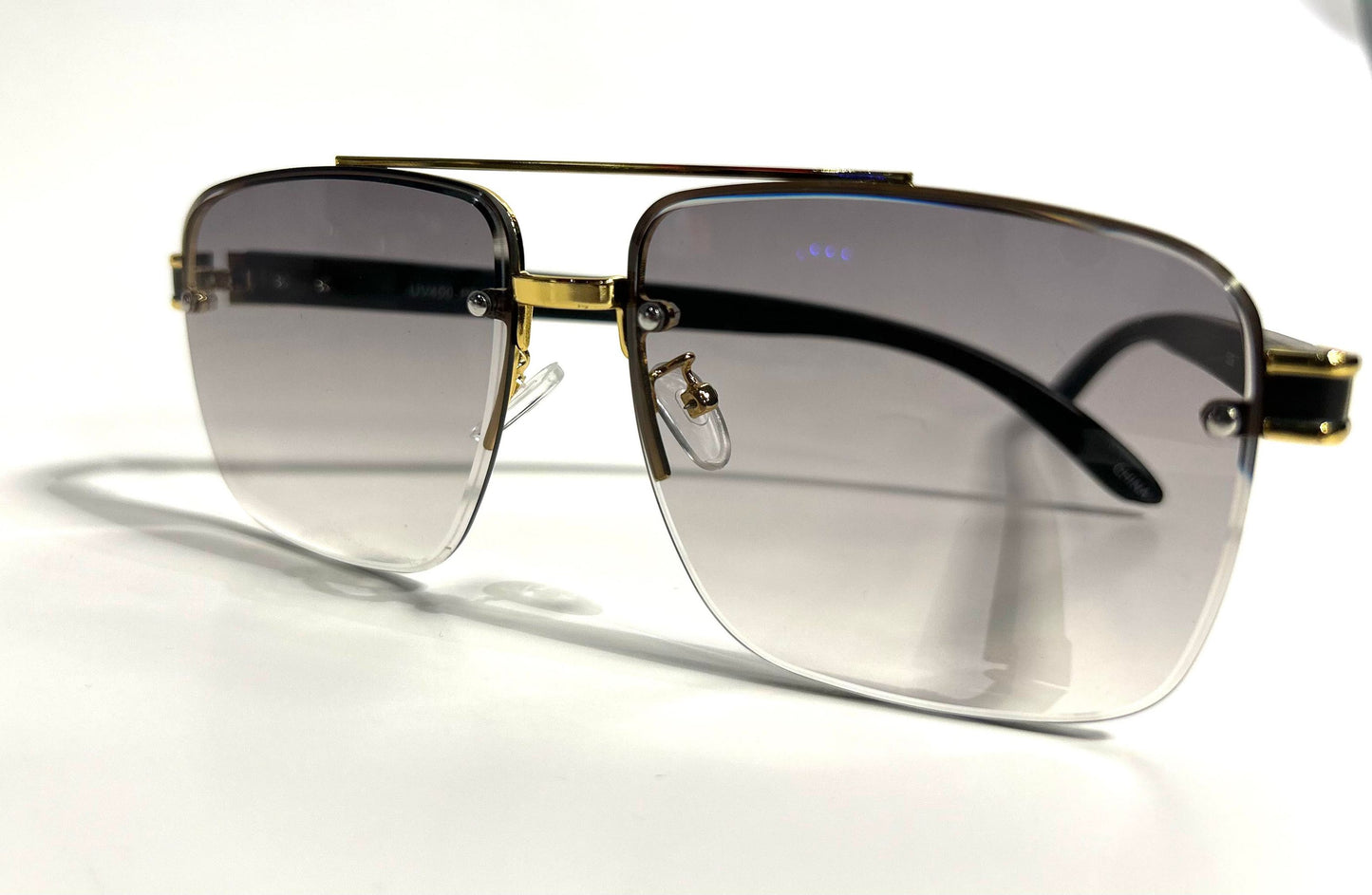 Men's Ombre Faux Wooden Frame Sunglasses