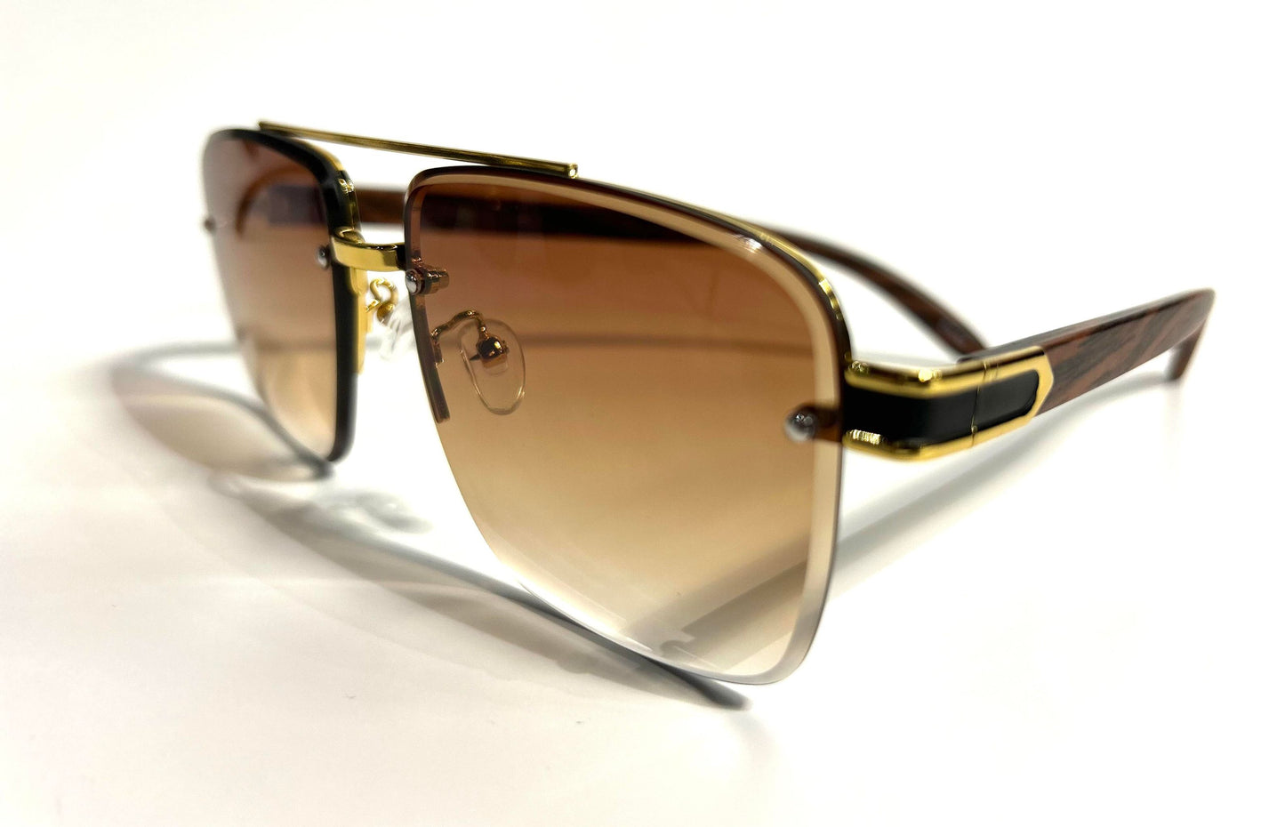 Men's Ombre Faux Wooden Frame Sunglasses