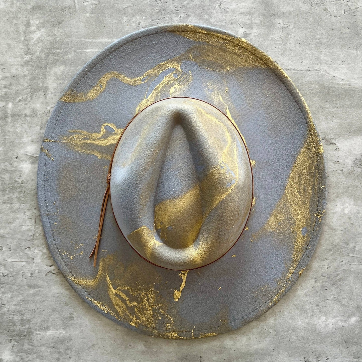 Gold Marbled Wide Brim Rancher Hat: Light Brown