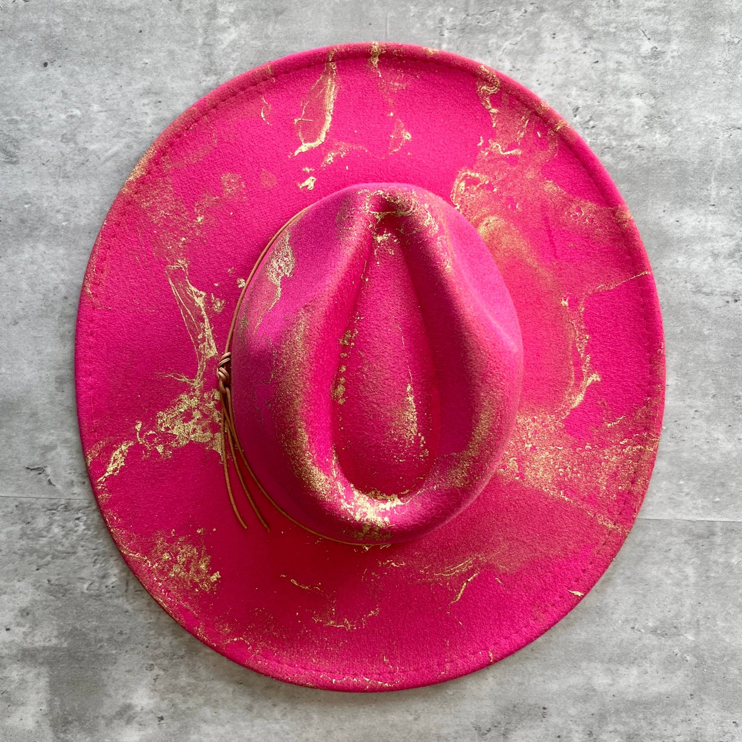 Gold Marbled Wide Brim Rancher Hat: Navy