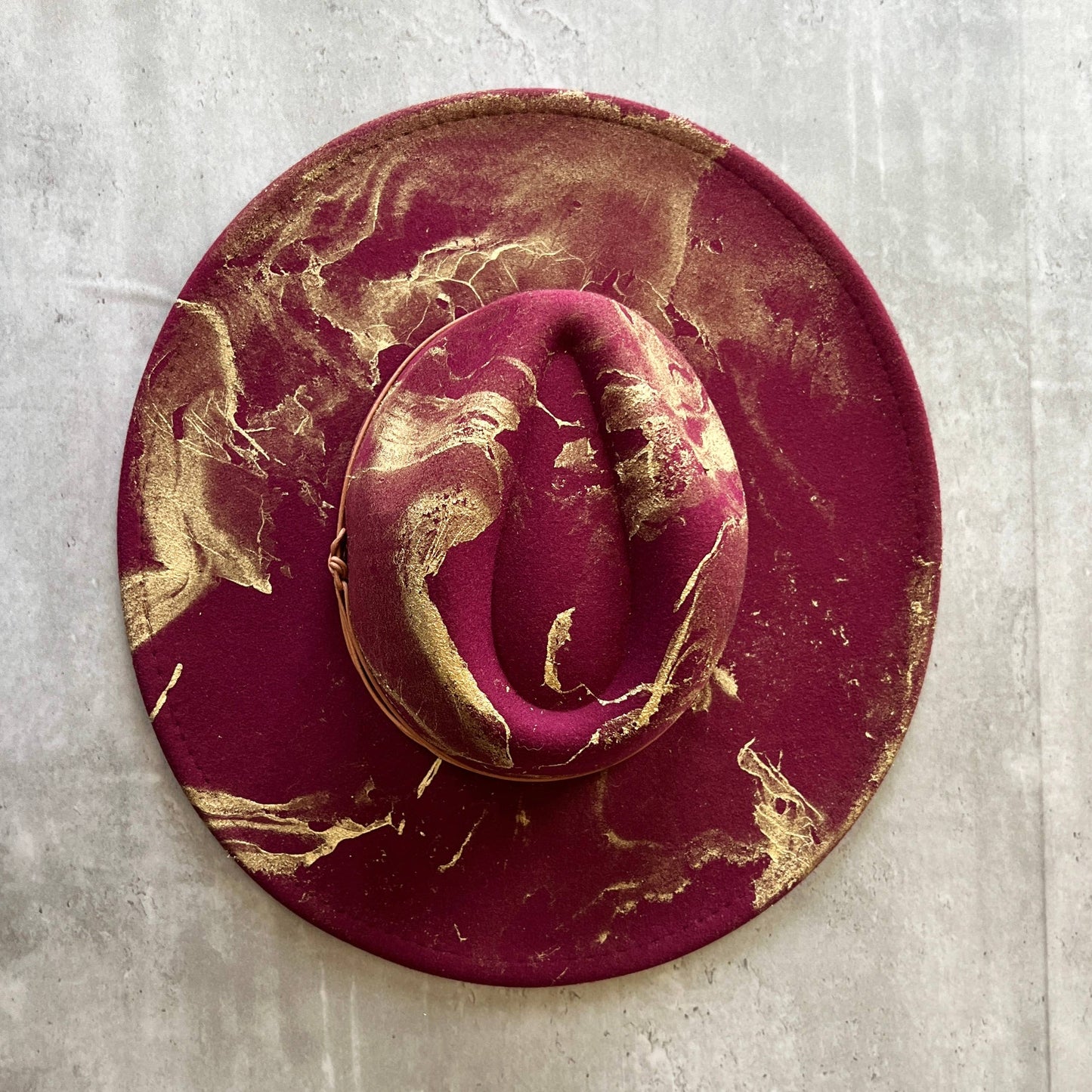 Gold Marbled Wide Brim Rancher Hat: Navy