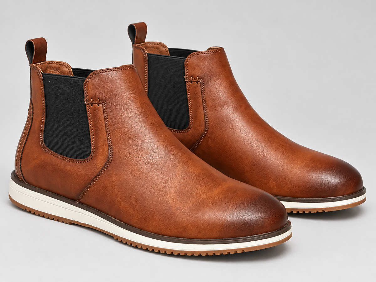 D.U.S For Him Cognac and Black Chelsea Boots