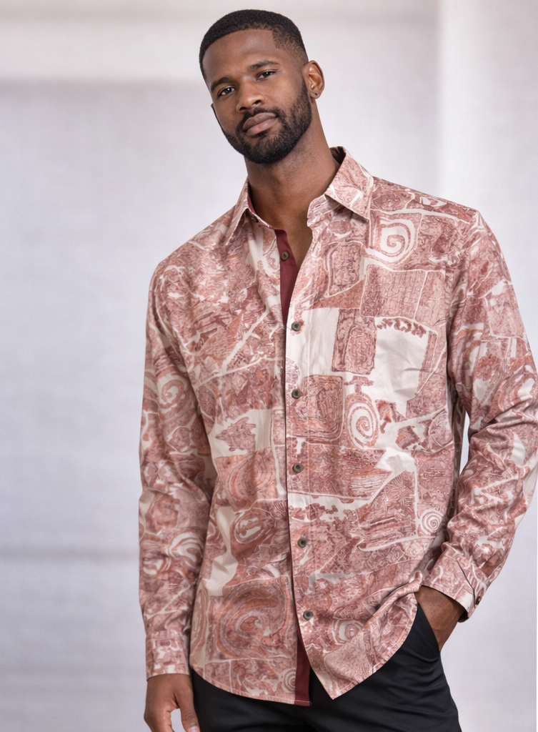 Abstract Luxe Print Button-Down Shirt
