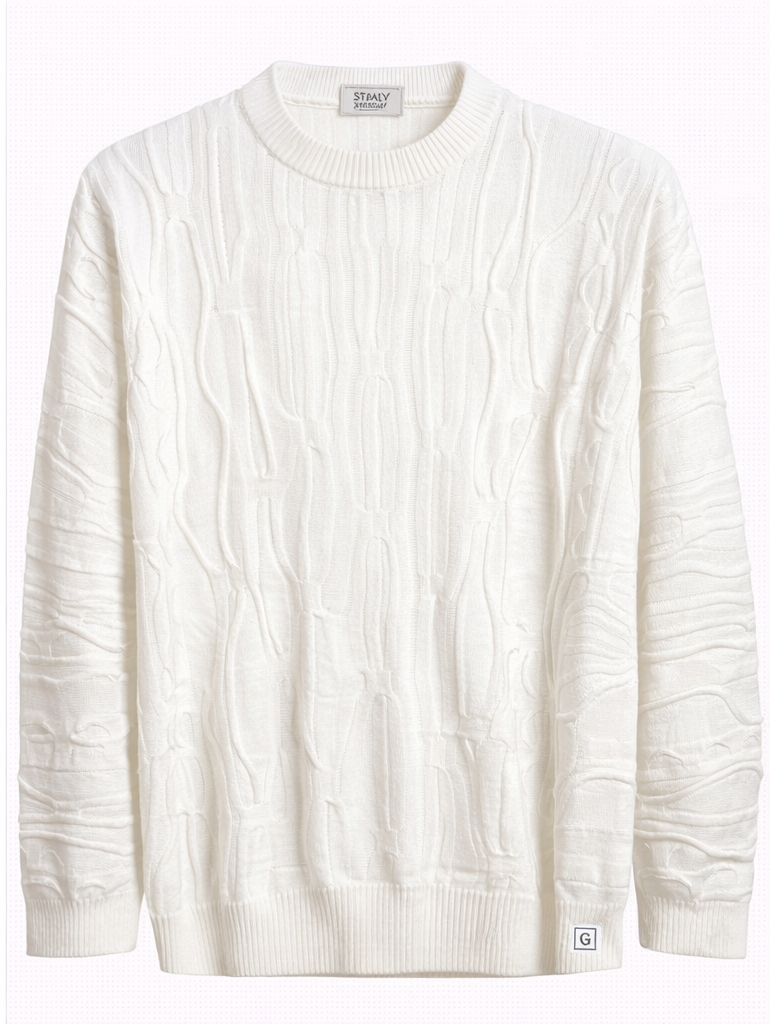 Stacy Adams Textured Cable Crewneck Sweater