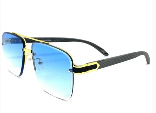 Men's Ombre Faux Wooden Frame Sunglasses