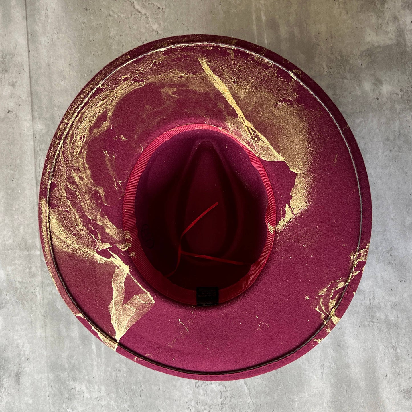 Gold Marbled Wide Brim Rancher Hat: Navy