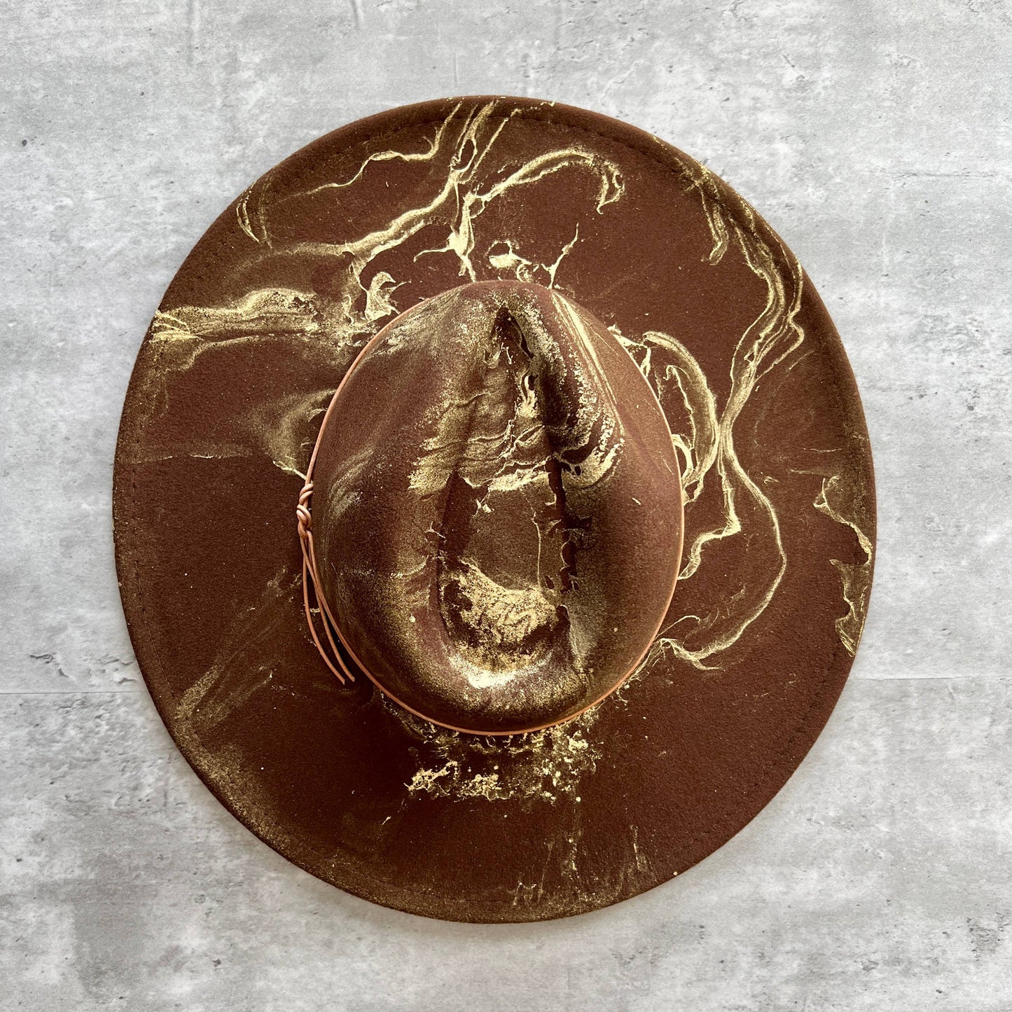 Gold Marbled Wide Brim Rancher Hat: Navy