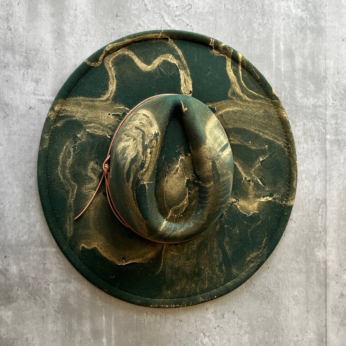 Gold Marbled Wide Brim Rancher Hat: Navy