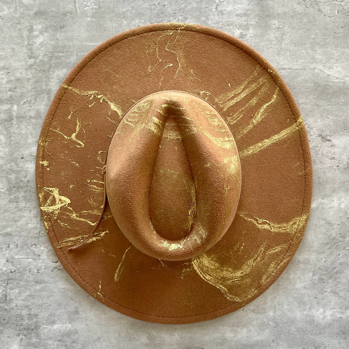 Gold Marbled Wide Brim Rancher Hat: Navy