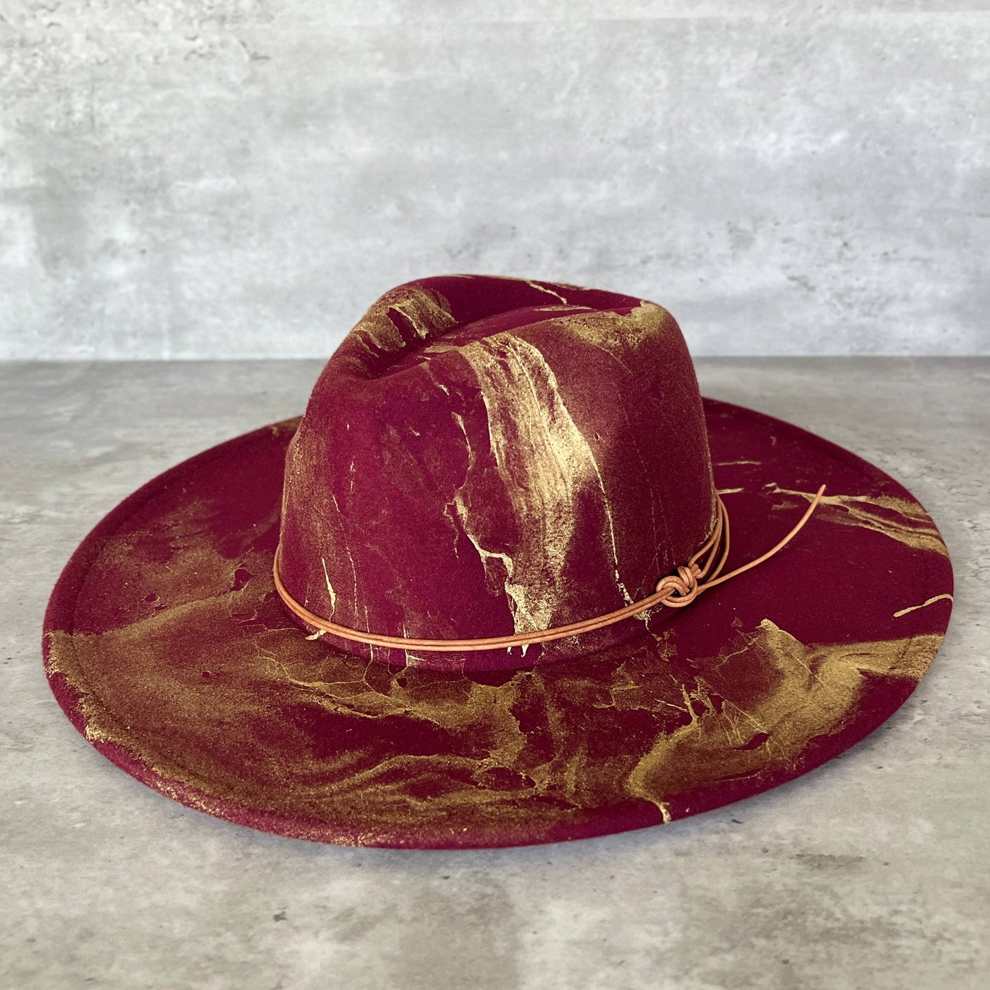 Gold Marbled Wide Brim Rancher Hat: Navy