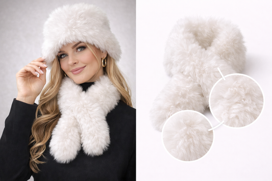 Ivory White Plush Bucket Hat