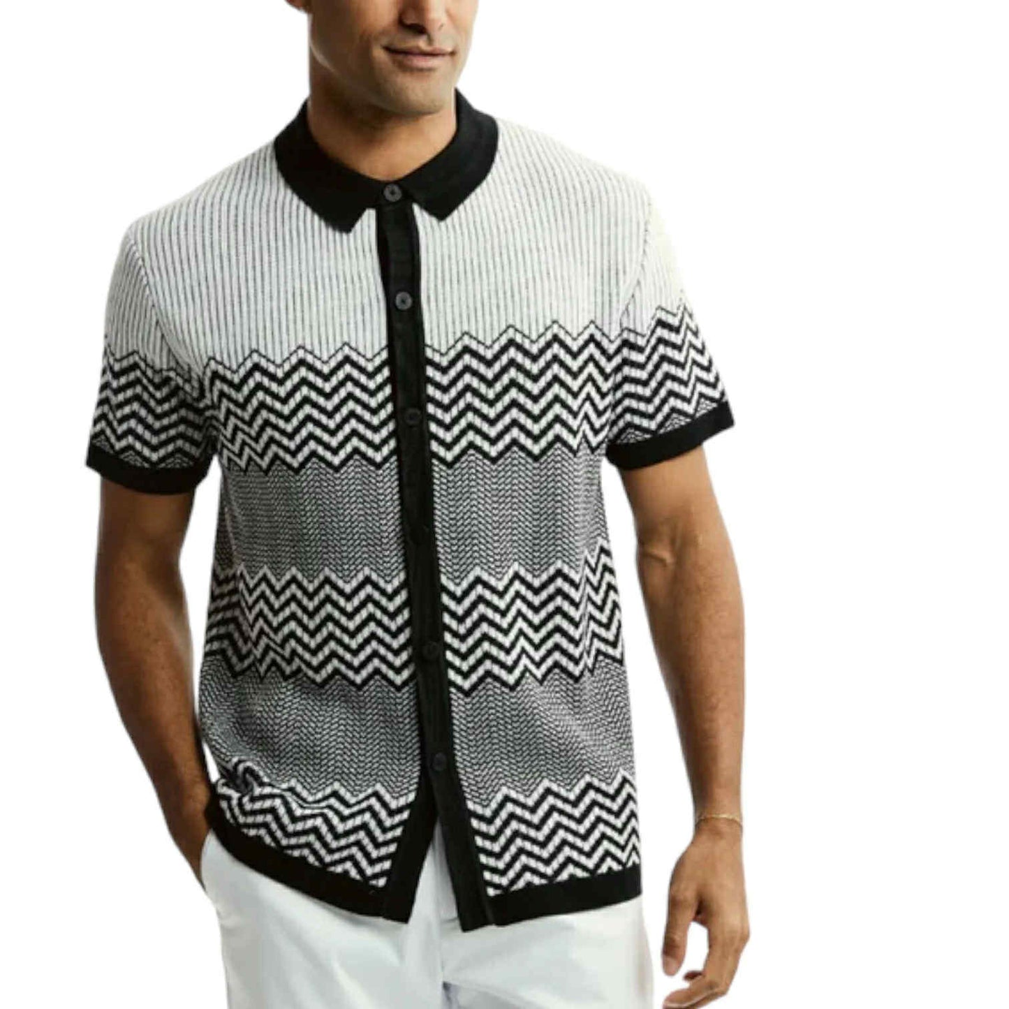 Mens Short-sleeve Collar Knit Shirt