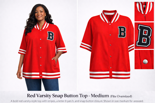 Red Varsity Snap Button Top