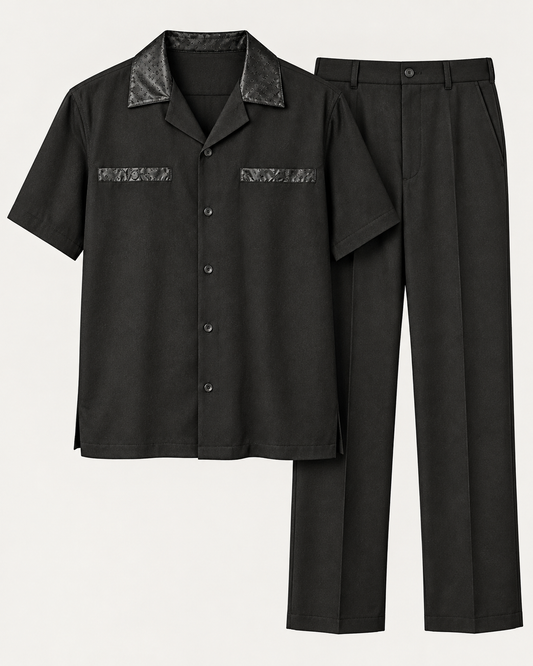 Stacy Adams Black Satin Trim Walking Suit