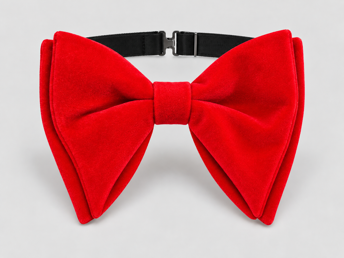 Bright red velvet butterfly bow tie