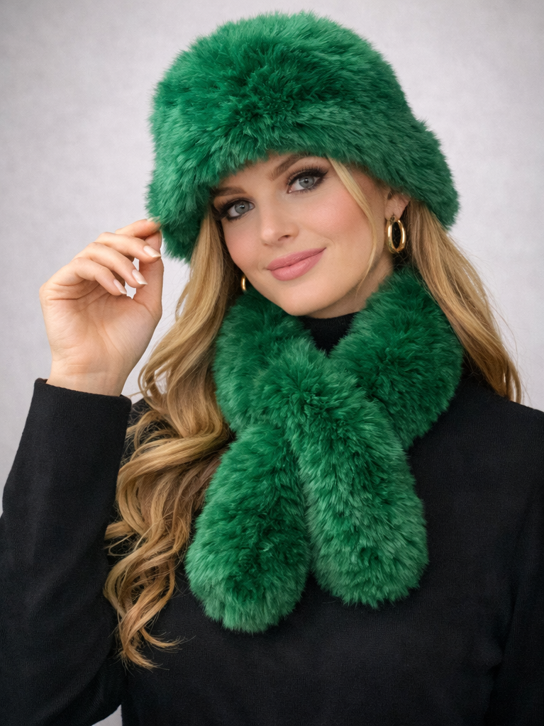 Emerald Green Plush Bucket Hat