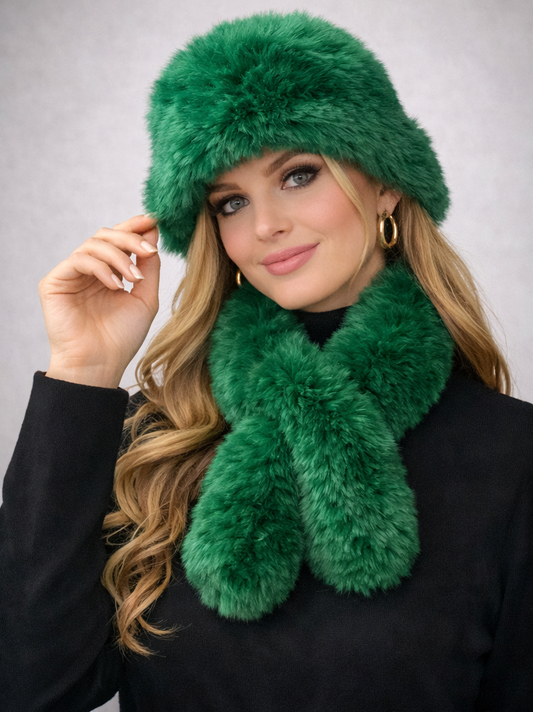 Emerald Green Plush Bucket Hat