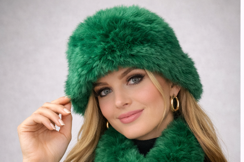 Emerald Green Plush Bucket Hat