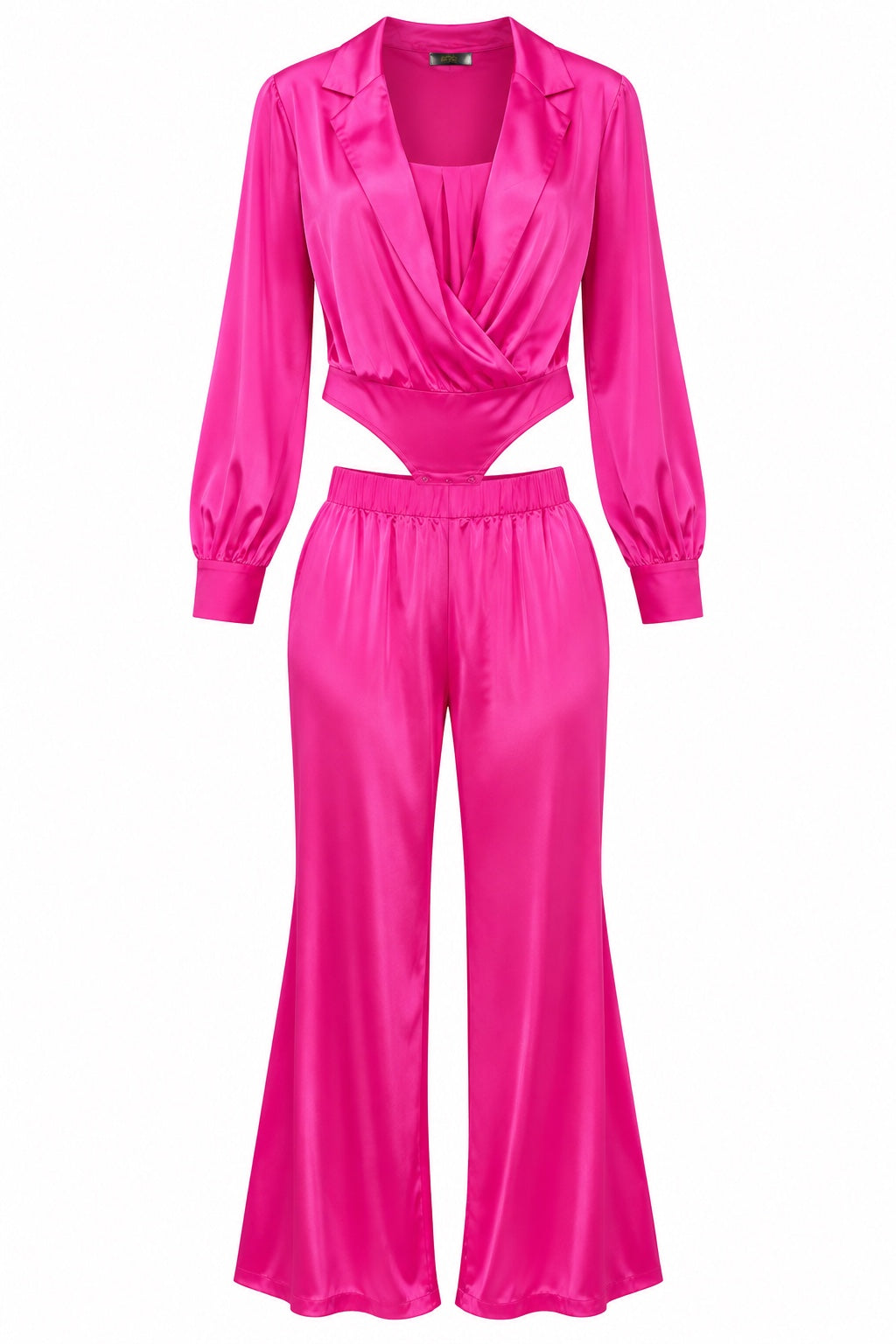 Fuchsia Satin Two-Piece Pants Set