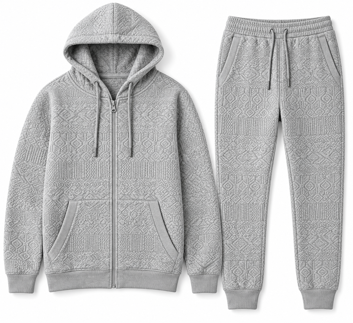 D.U.S For Him Heather Gray Embossed Hoodie and Jogger Set