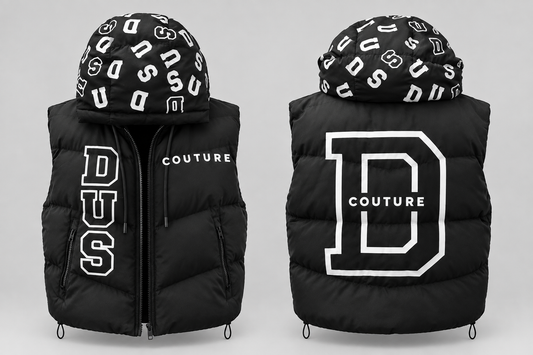 D.U.S Couture Monogram Hood Puffer Vest