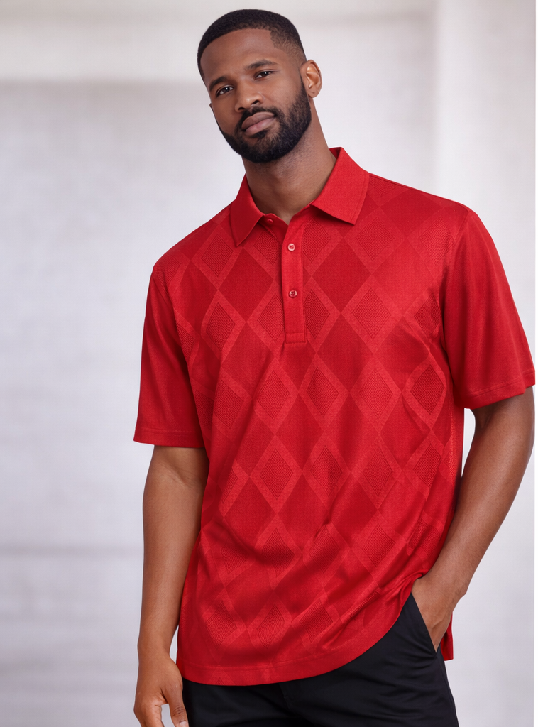 Textured Diamond Polo Shirt