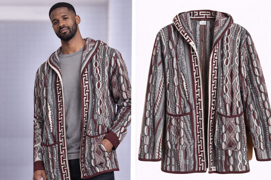 Stacy Adams Patterned Hooded Cardigan