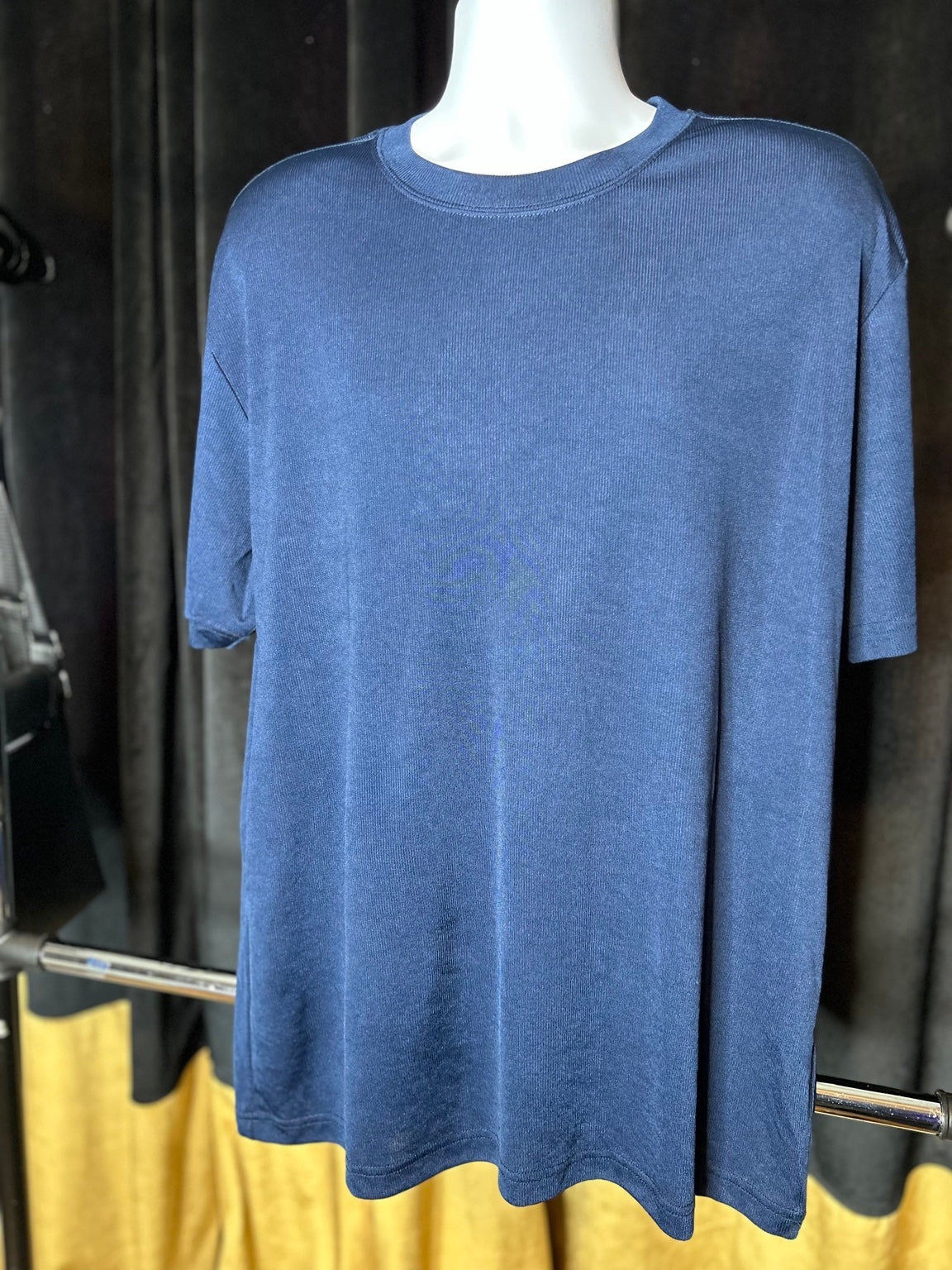 Actual front view of navy Stacy Adams short-sleeve crewneck