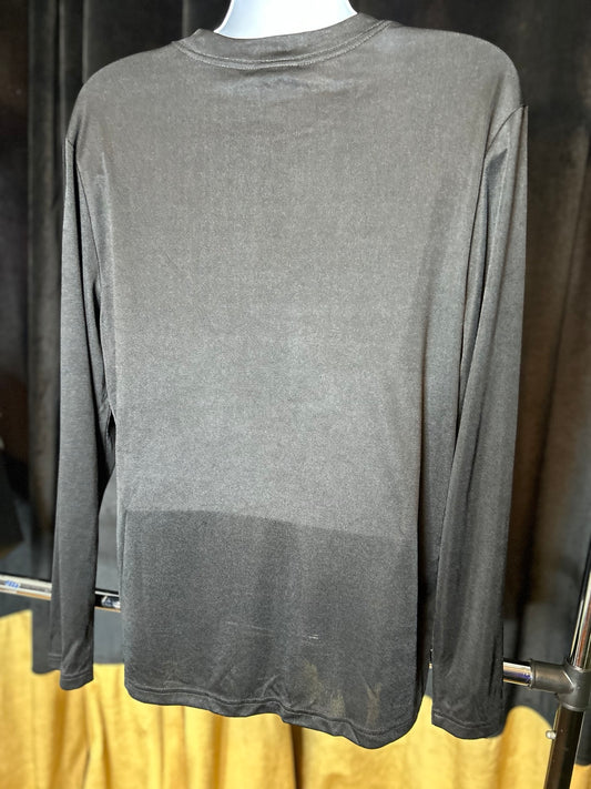 Actual back view of black Stacy Adams long-sleeve top