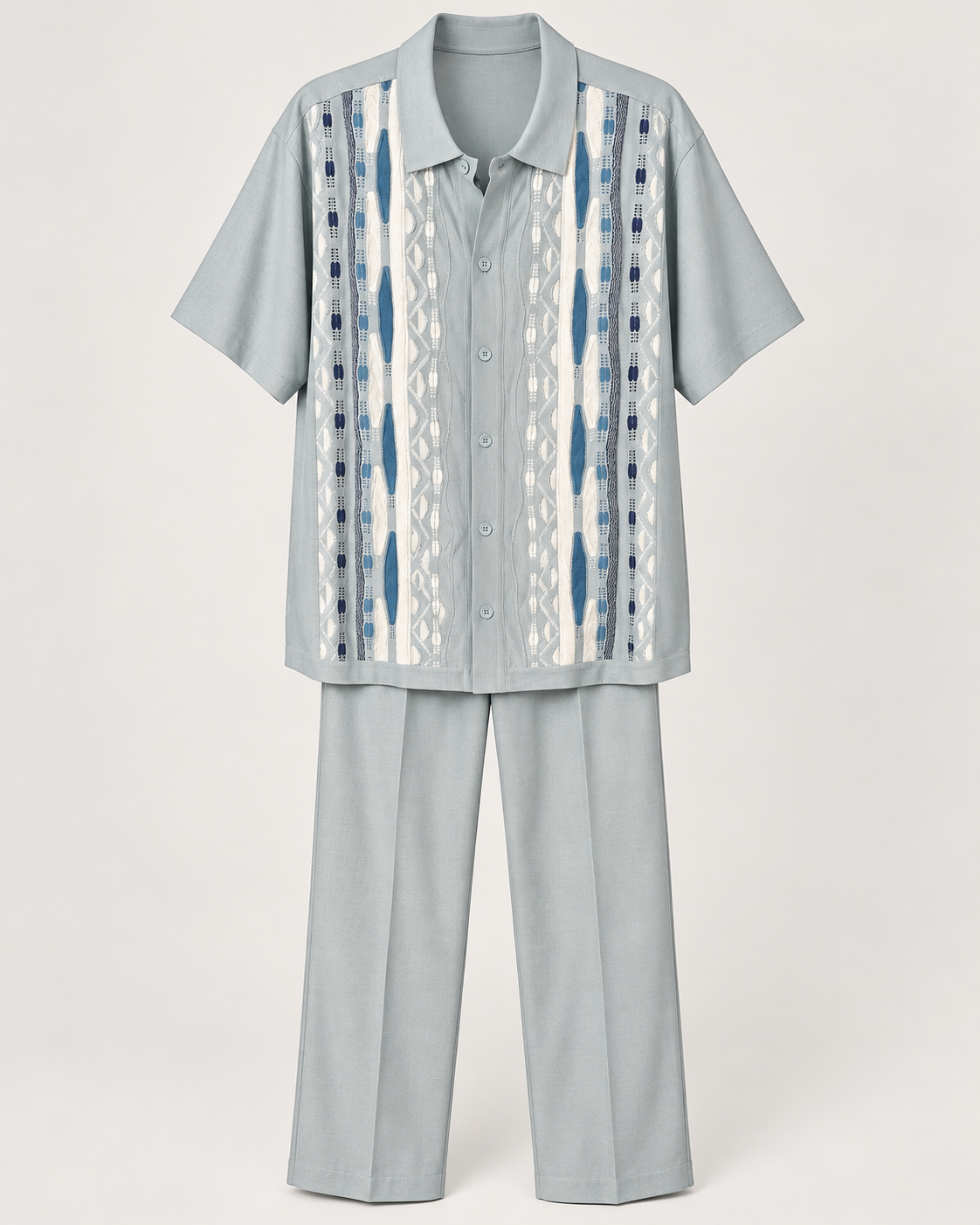 D.U.S Couture Gray Geometric Knit Walking Suit