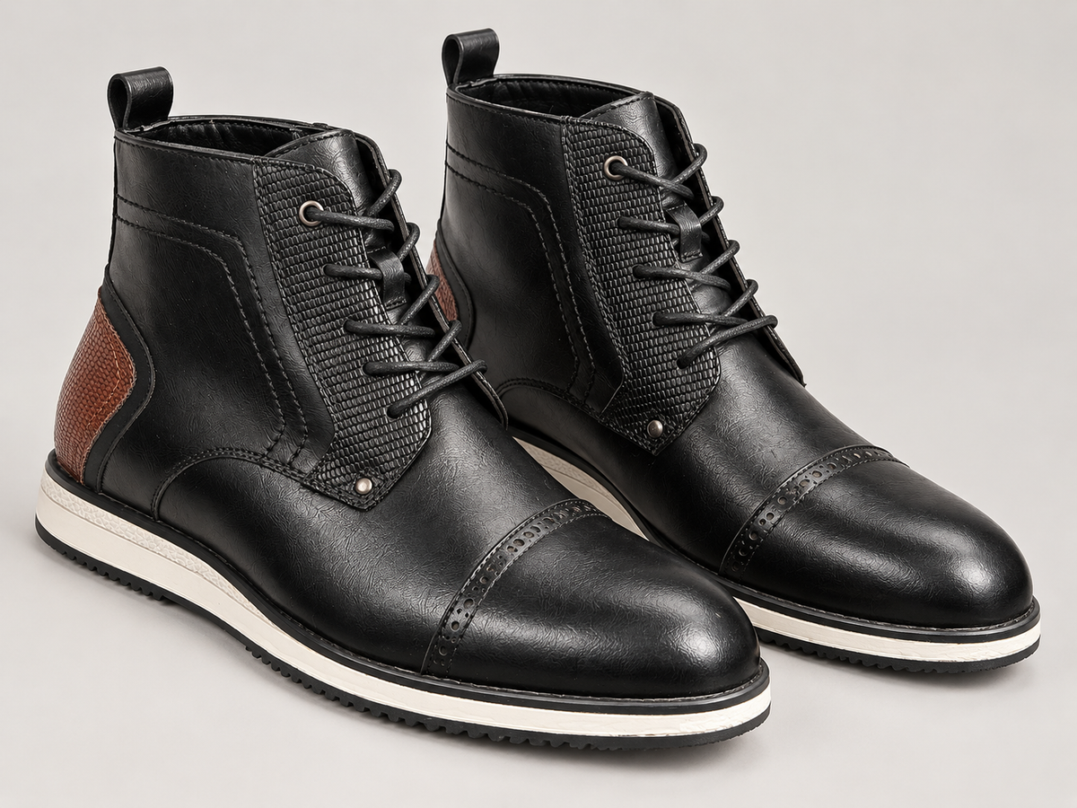 Men's Black Narrow Fit Lace-Up Ankle Boots