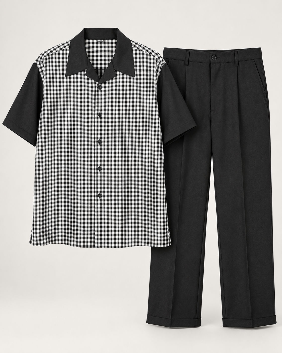 Montique Black and White Gingham Walking Suit