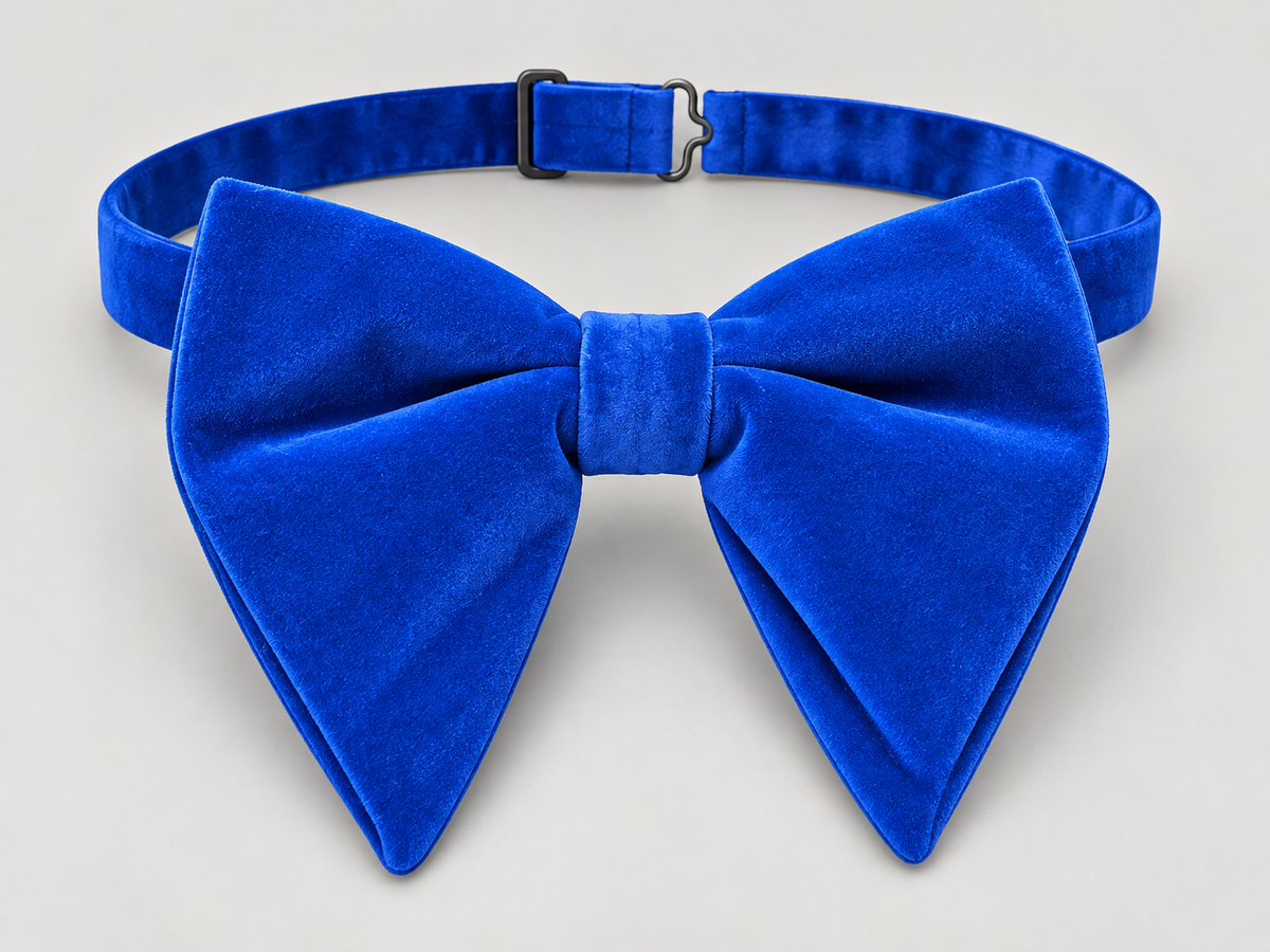 Royal blue velvet butterfly bow tie
