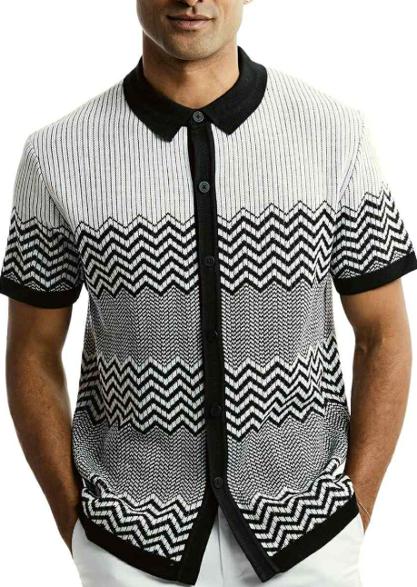 Mens Short-sleeve Collar Knit Shirt