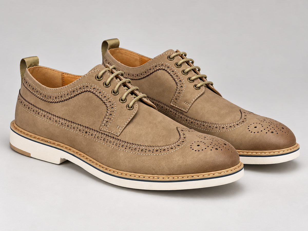 Men's Taupe Brogue Oxford Shoes