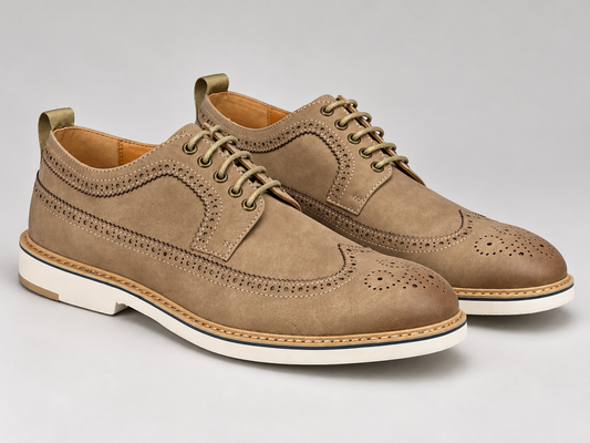 Men's Taupe Brogue Oxford Shoes