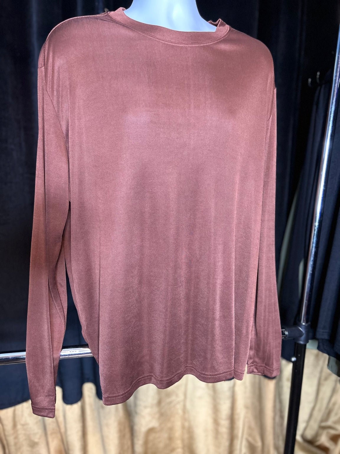 Actual back view of brown Stacy Adams long-sleeve top
