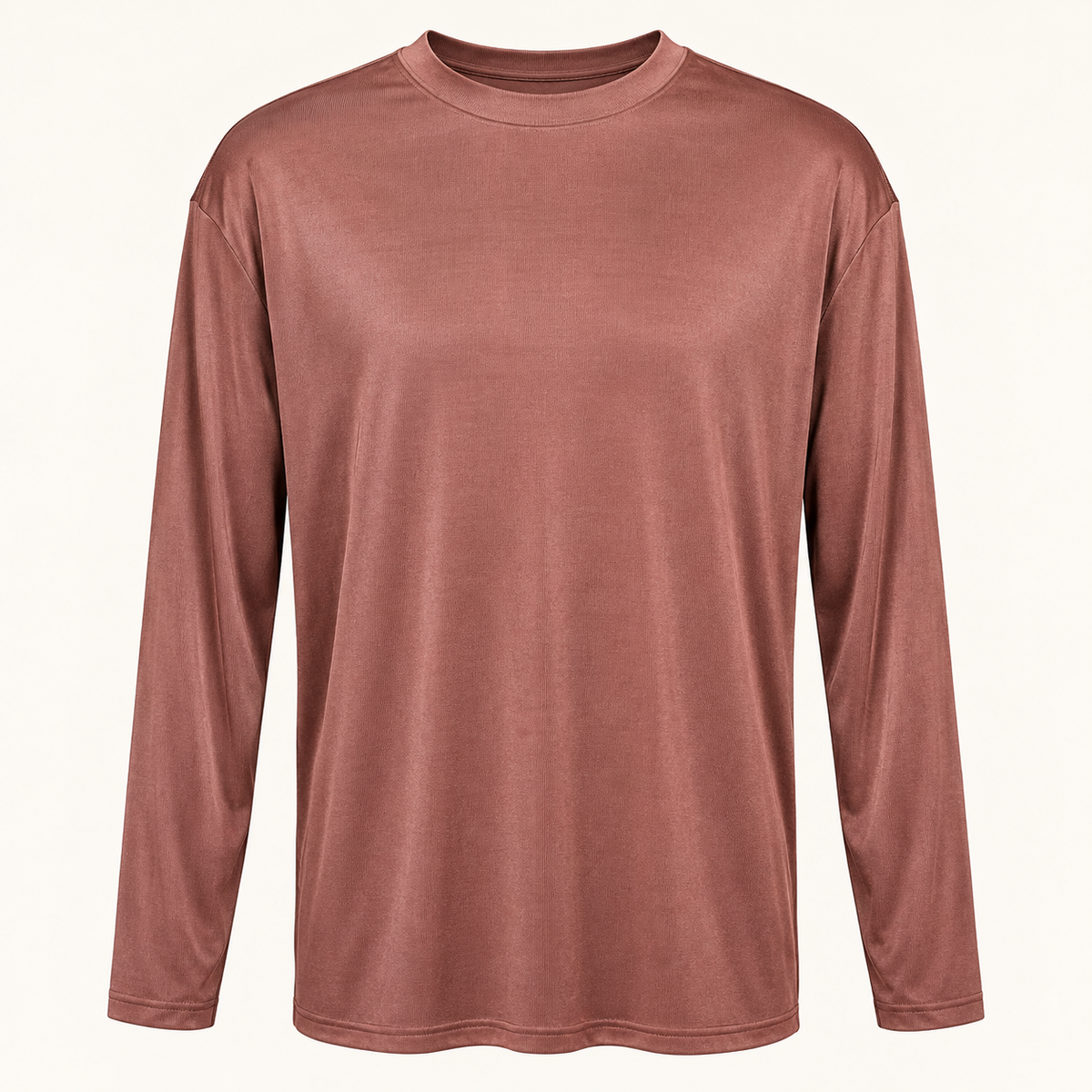 Studio front image of brown Stacy Adams long-sleeve crewneck knit top