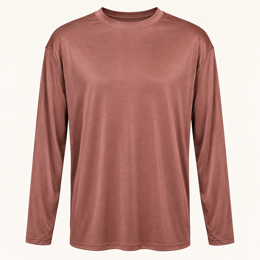 Studio front image of brown Stacy Adams long-sleeve crewneck knit top